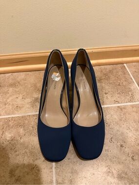 Donald J. Pliner Navy Square-Toe Pumps